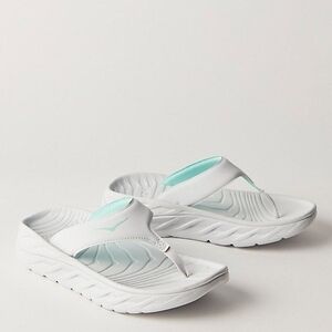 Hoka White and Aqua Sandals